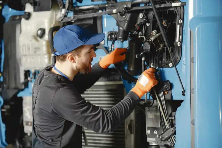 Industrial maintenance technician servicing production equipment
