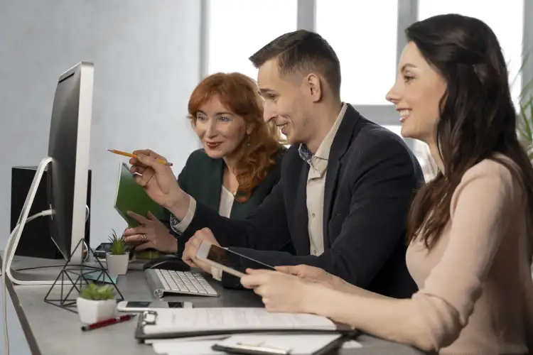 Office administration professional at a workstation