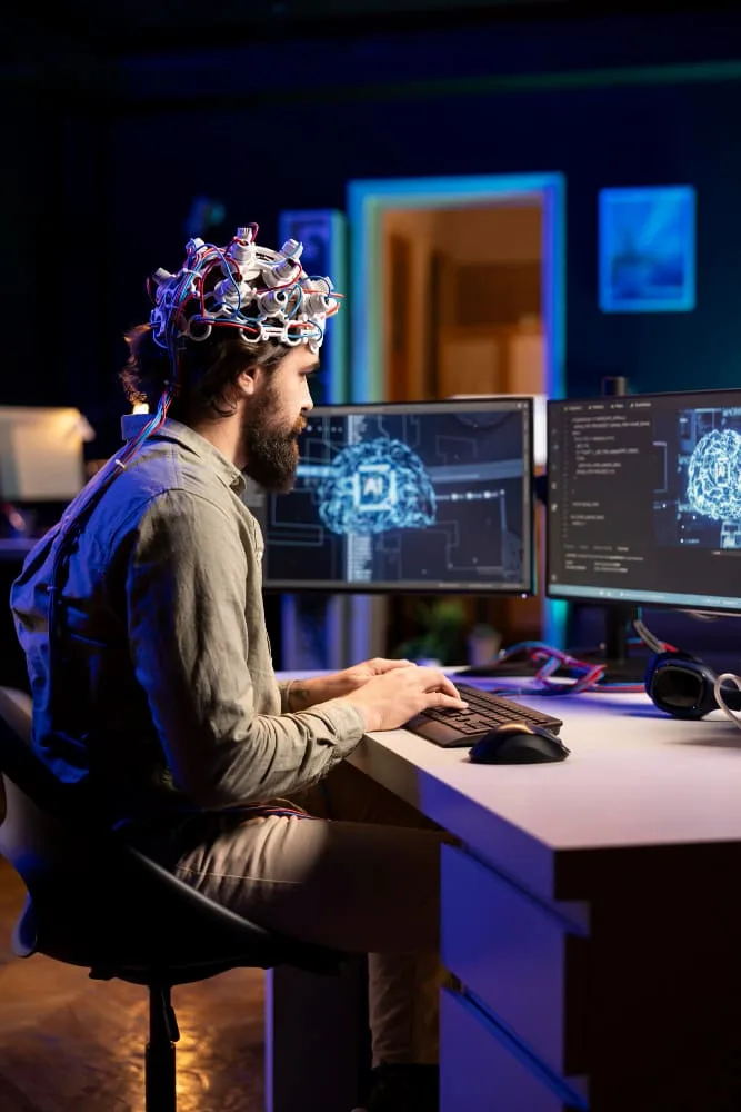 IT professional working at a technology workstation